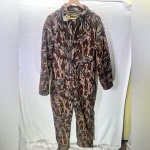 Vintage Cabelas Dry Plus Camo Hunting Coveralls Suit Mens L 80s hunt camouflage